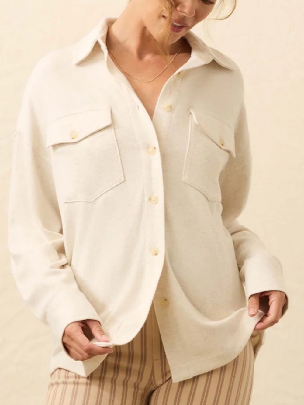 FAHERTY Legend Sweater Overshirt Offwhite Size Medium, NWT